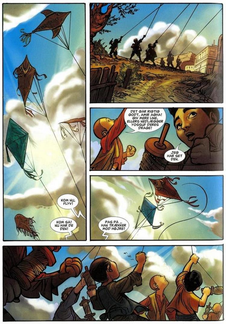 Bolsjekulører. I sin tegnestil er graphic novel-udgaven af 'Drageløberen' alt for pladdersentimental og skabelonagtig. Men historien om rigmandssønnen Amir og tjenerdrengen Hassan er stadig gribende. 
