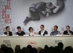 Internationalt pressemøde i Cannes efter verdenspremieren på 'Only God Forgives'. Fra venstre ses producer Lene Børglum, skuespiller Matthew Newman, Refn, Vithaya Pansringarm, samt musikeren Cliff Martinez. 
