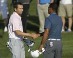 Køligt. Tiger Woods (th) kalder Garcias kommentar for sårende og upassende. 