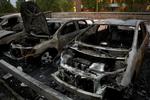 Udbrændt. Biler er blevet stukket i brand i flere af den svenske hovedstads forstæder. 