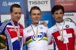 tempokanoner. Tony Martin (midt) vandt VM i enkelstart 2011 i København foran Bradley Wiggins (tv) og Fabian Cancellara. 