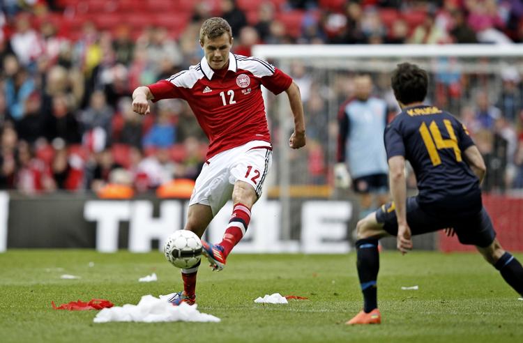 Comeback. Andreas Bjelland scorede sit første mål på landsholdet mod Australien i 2012. 