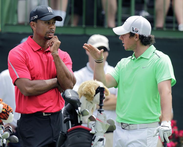 skidt. To af de største golfstjerner, Tiger Woods (tv) og Rory McIlroy (th) havde en rigtig skidt turnering i Ohio. 