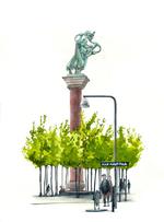 Uenighed. Der er endnu ikke fundet et navn til pladsen over for Vartov. Tegning: Roald Als 