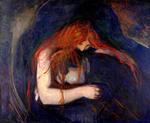 Blodtørstig. I 1895 malede Munch kvinden som en blodsugende vampyr. Han havde mest øje for den dæmoniske og destruktive side af erotikken. 