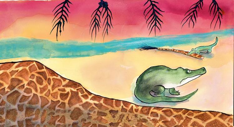 grib! Lillebror Keld fylder meget. Og får her det bedste stykke giraf. 