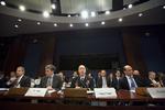 HØRING. Ledere fra USA's efterretningsvæsener under høringen i den amerikanske kongres. 