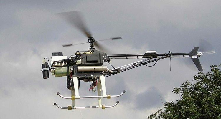 MINIHELIKOPTER. Her ses en israelsk drone-helikopter med en længde på 1,5 meter og en vægt på 14 kilo. 