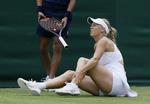 Wimbledon. Danske Caroline Wozniacki måtte onsdag udgå af turneringen med en skade. 