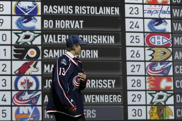 draft. Det store 'draft-board' viser, hvilke spillere de enkelte klubber udvælger, når NHL-klubberne finder de nye talenter. 