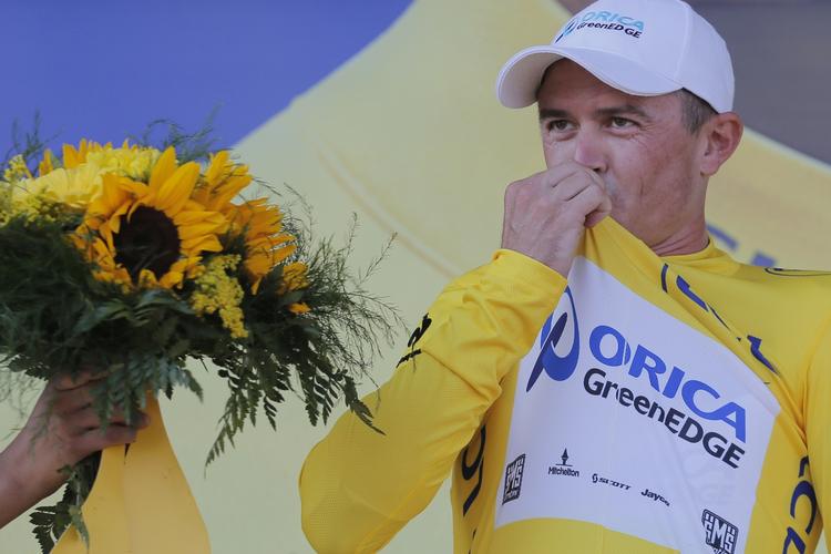 Trøjen. Simon Gerrans fra Orica Greenedge kunne i dag trække i den gule førertrøje. 