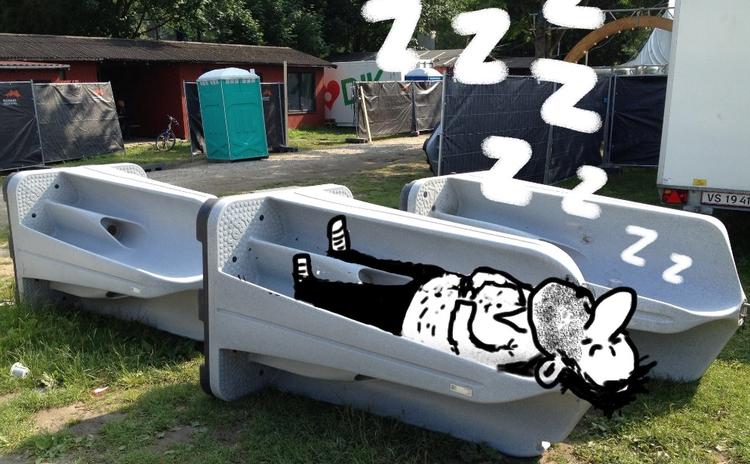 Søvnbesvær. Heller ikke natten til fredag lykkedes det bladtegneren at finde et acceptabelt sted at sove. Han fandt dog en flaske Ricard, som i sidste ende gjorde det let at falde i søvn. I dag lugter han mere af Auvergne end nogensinde. Ikke den bedste begyndelse på Store Rihanna-dag. 