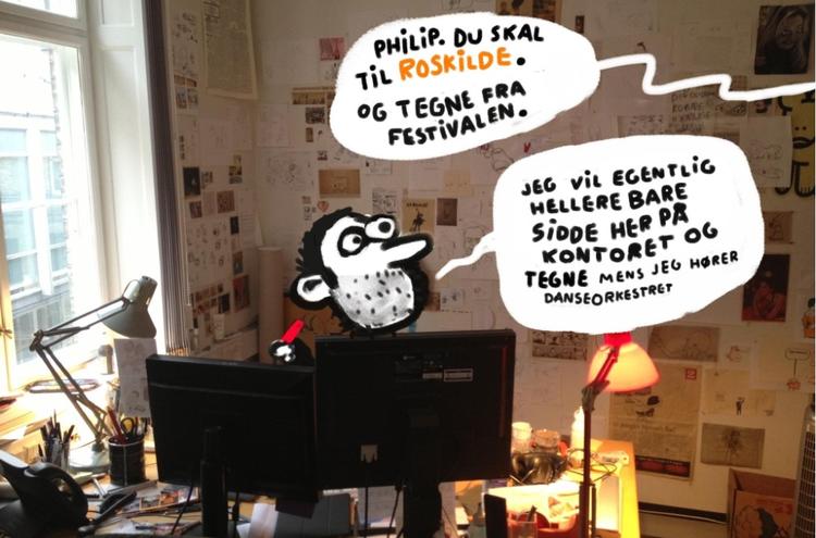 Tvang. Bladtegner Philip Ytournel dækker Roskilde Festival 2013 for politiken.dk. Det har hans chef insisteret på. 