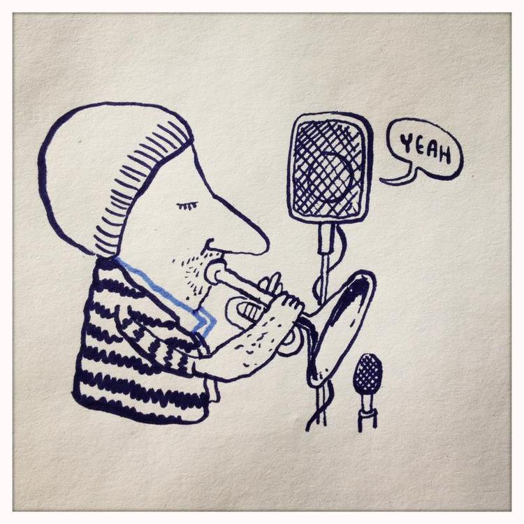 Kombination. Jazzen er en musikform i stadig udvikling. Og grænserne for, hvad der er 'ægte jazz', er til diskussion i disse år. Tegning: Philip Ytournel 