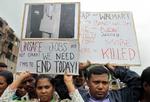 Protest. Tekstilarbejdere fra Bangladesh på gaden i protest. 