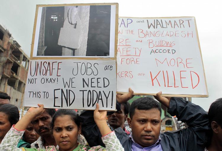 Protest. Tekstilarbejdere fra Bangladesh på gaden i protest. 