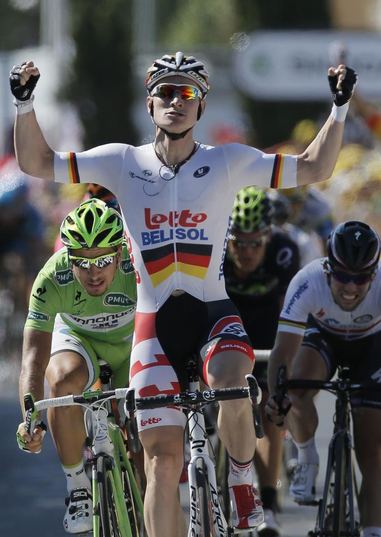 Sprintermatch. Andre Greipel er foreløbigt noteret for en etapesejr i årets Tour. 