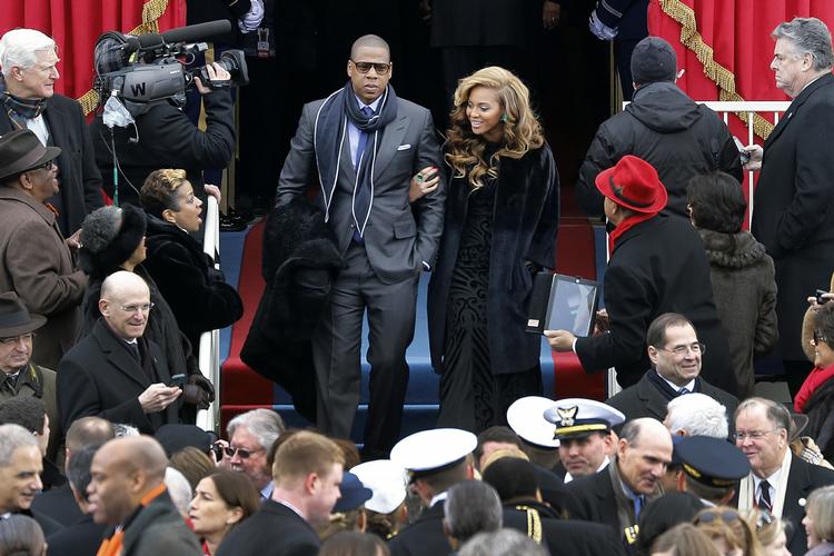 Præsidentens mand. Jay Z og hans kone, Beyonce, var æresgæster ved ceremonien omkring Barack Obamas genindsættelse i januar. 