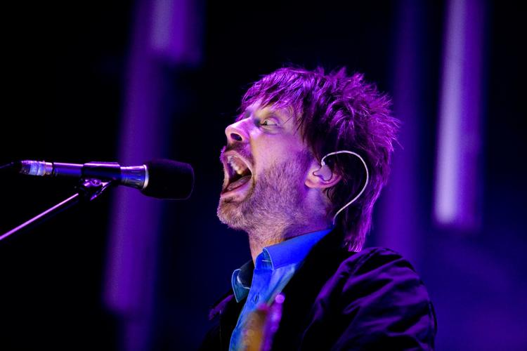 SUCCESGRUPPE. Radiohead med Thom Yorke i forgrunden gæstede i 2008 Orange Scene på Roskilde Festival. 
