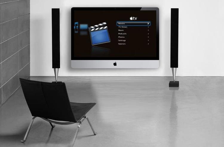 REKLAMEFRI. Det er forhandlinger om tv-reklamer, der afholder Apples fladskærms-tv fra at komme på gaden. Det forhindrer dog ikke amatørdesignere på nettet i at spekulere på udseendet som her. 