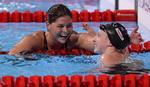 DUELLEN. I 1.400 meter duellerede Lotte Friis og Katie Ledecky om både verdensrekorden og VM-guldet. 