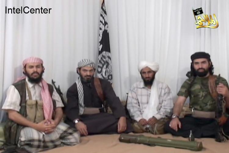 Chefer. Lederne af al-Qaeda på den Arabiske Halvø. Manden med den hvide turban er Nasir al-Wuhayshi. 
