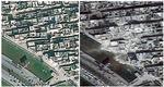 Amnesty International har samlet satellitbilleder, der afslører følgerne af de intense bombardementer. Her ses Habal Badro i Aleppo før og efter et missilangreb i februar. 