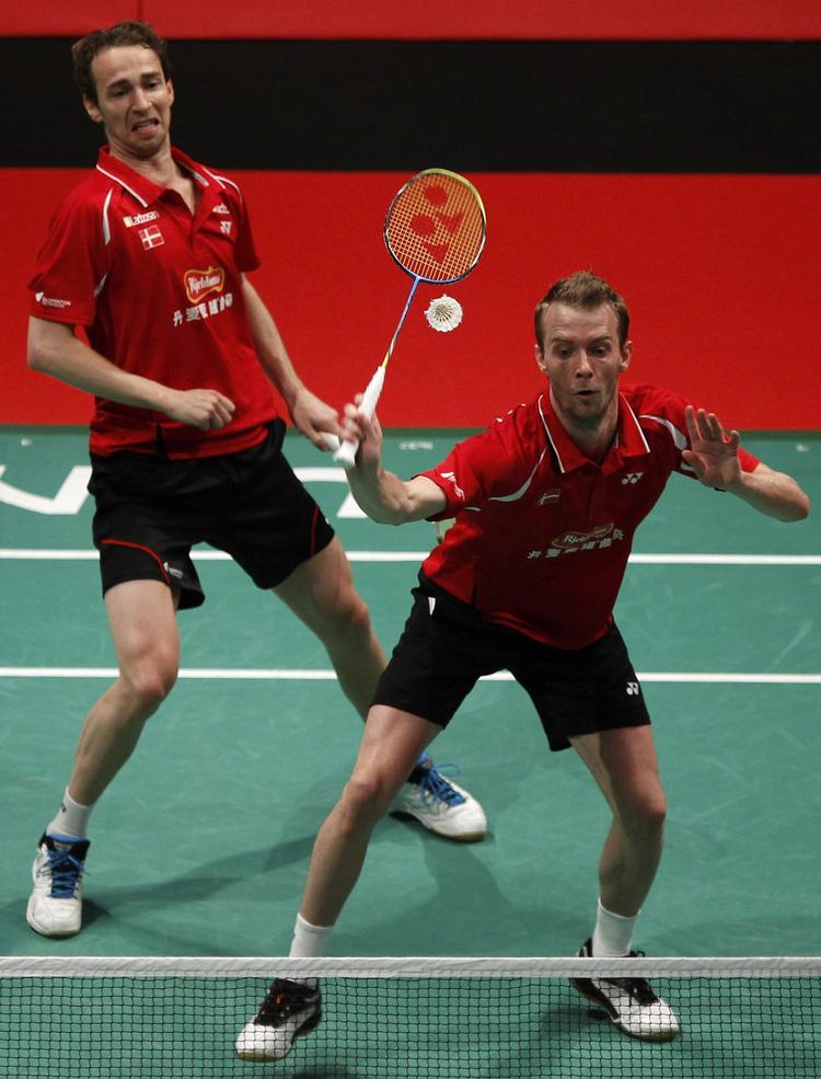 diskutabelt. Carsten Mogensen (th) og Mathias Boe formåede ikke at nå frem til finalen i Denmark Open. 