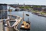 Gadeplan.Det nye anlæg Kalvebod Bølge ligger ud for Hotel Mariott og Nykredit i havnen. 