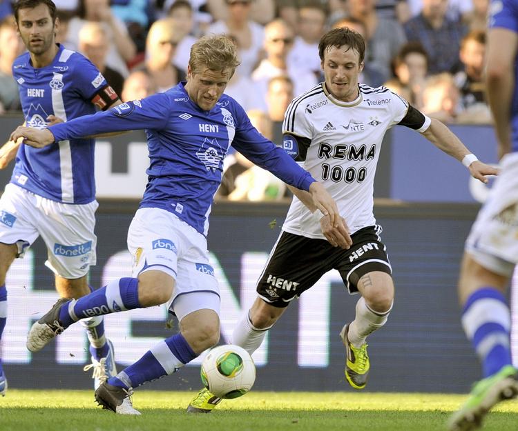 drama. Mike Jensen (th) og Rosenborg har dummet sig i mesterskabskampen og er afhængig af andre holds resultater i sidste runde. 