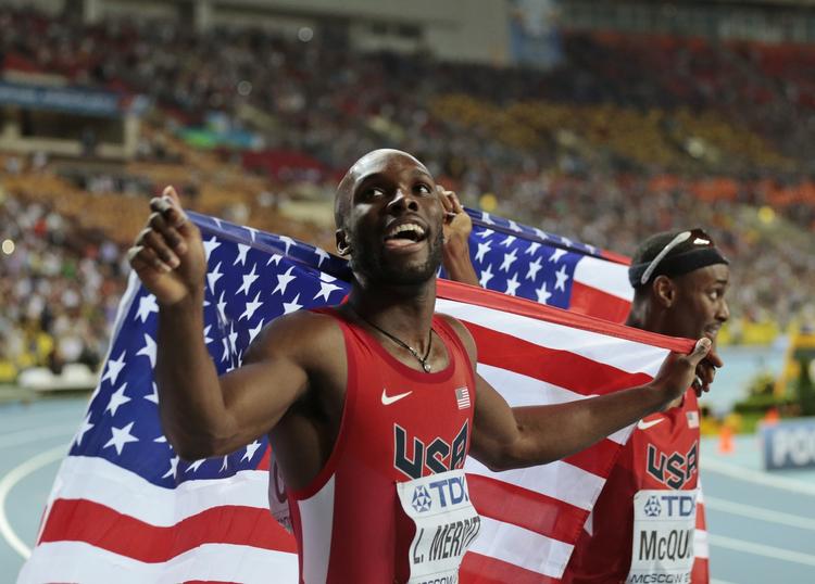 Vinder. LaShawn Merrit fra USA jubler over sejren. 