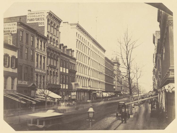 FRIT. Getty-museerne har nu frigivet tusindvis af billeder til frit brug, som kan downloades fra deres hjemmeside. F.eks. dette billede af New York i 1850'erne. (Foto: Getty Museum Open Content Program) 