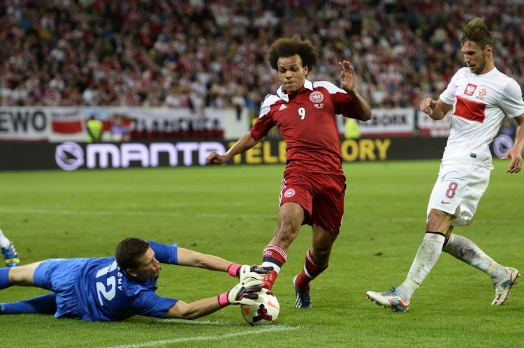 MÅLSCORER. I sin anden landskamp fik Martin Braithwaite scoret, da han bragte Danmark foran 2-1. 