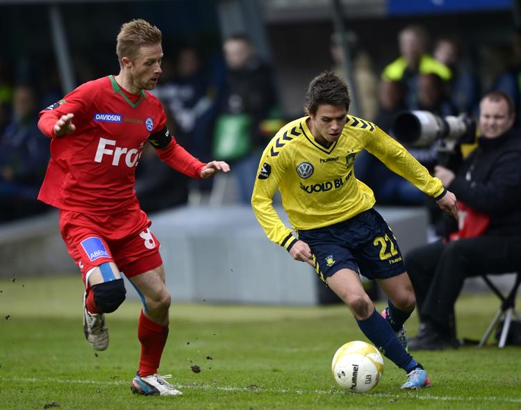 talentpleje. Brøndbys Mathias Gehrt (th) kan være på vej mod hollandsk fodbold. 