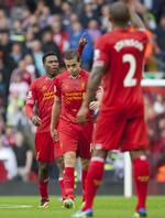 Sejr. Daniel Sturridge (tv) banede vejen for sejren med sin scoring i 37. minut. 