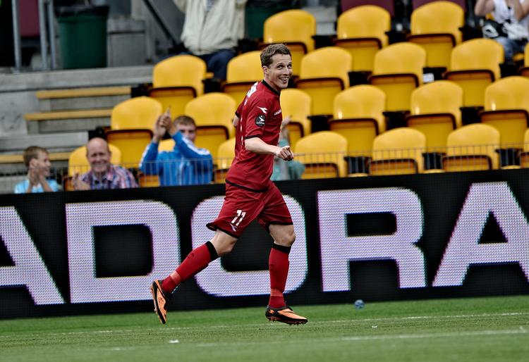Målmaskine. Morten Nordstrand fortsatte, hvor han slap i sidste uge, og var manden bag FC Nordsjællands 2-1-sejr over Aab. Foto: 