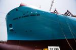 Størst. Verdens største containerskib sejler under Storebæltsbroen på tirsdag. Arkivfoto: 