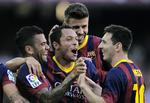 JUBEL. Syv gange jublede Lionel Messi og co. over scoringer mod Levante. 