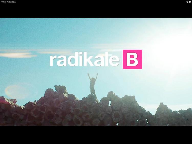 Slut. I Radikale Venstres reklamevideos slutscene er en dreng klatret op på toppen af en brændestabel, hvorfra han rækker armene op mod himlen. 
