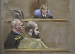 MILITÆRDOMSTOL. Nidal Malik Hasan portrætteret af en tegner under retssagen om massakren på Fort Hood-kasernen. 