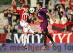 Superliga. Aabs Anders K. Jacobsen i duel med Erik Sviatchenko fra FC Midtjylland. 