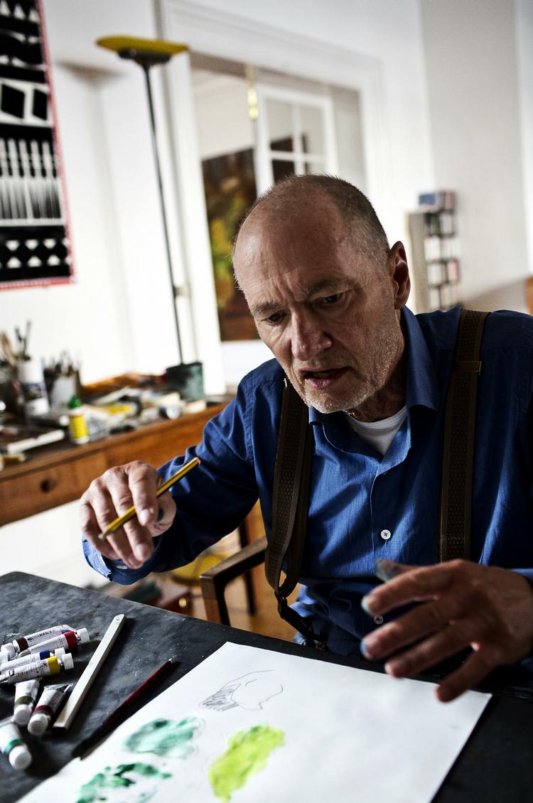 Legende. Per Kirkeby fotograferet i sit hjem i Hellerup. 