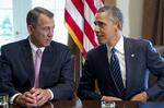 Støtte. John Boehner, formand for Repræsentanternes Hus i USA's forbundshovedstad, Washington DC, og præsident Barack Obamaunder dagens møde. 