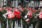 Fejring. Der blev delt flag ud i rigt mål på Strøget i Københav. 