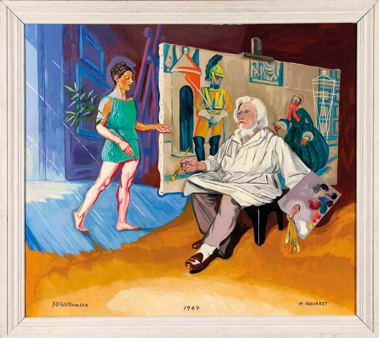 muse. J.F. Willumsen: Maleren og hans muse. 1947 