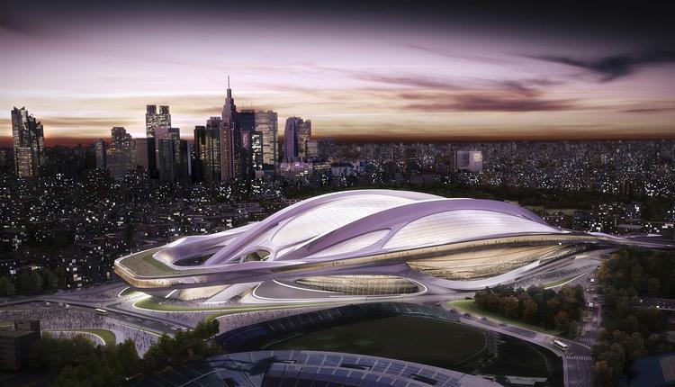 Nybyggeri. Det kommende olympiske staion i Tokyo, tegnet af den irakiske arkitekt Zaha Hadid. 