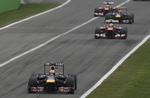 VETTEL. For tredje gang kom Sebastian Vettel først over stregen på Monzabanen. 