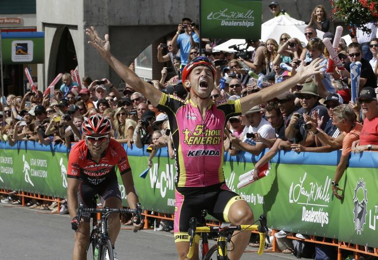 topplacering. Francisco Mancebo kommer først over stregen på sjette etape af Tour of Utah 11. august. 
