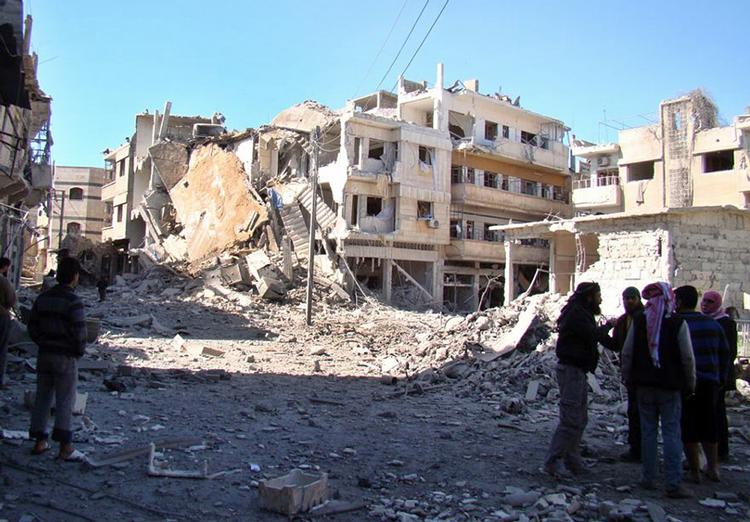 Homs. Et billede fra Homs taget af en lokal indbygger - billedets autenticitet er bekræftet ifølge AP. 