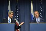 Geneve. USA's udenrigsminister John Kerry og hans russiske kollage Sergey Lavrov på et pressemøde i Geneve. 